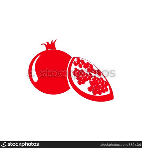 Red pomegranate or garnet icon in simple style isolated on white background. Pomegranate or garnet icon, simple style