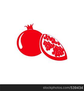 Red pomegranate or garnet icon in simple style isolated on white background. Pomegranate or garnet icon, simple style