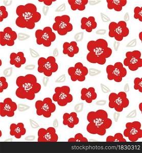 Red poppy vintage style flowers background seamless pattern texture. Floral simple bold pattern swatch for clothing print and paper.. Red poppy vintage style flowers background seamless pattern texture.
