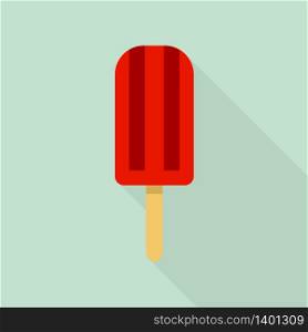 Red popsicle icon. Flat illustration of red popsicle vector icon for web design. Red popsicle icon, flat style