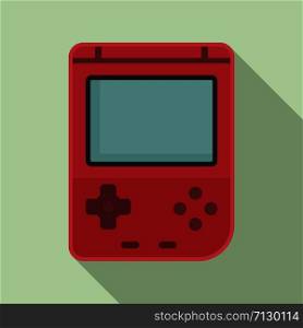 Red portable console icon. Flat illustration of red portable console vector icon for web design. Red portable console icon, flat style