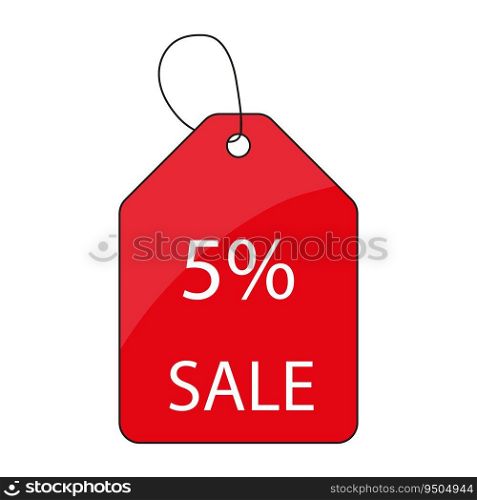 Red price tag label with 5 percent sale. Vector illustration. EPS 10. Stock image.. Red price tag label with 5 percent sale. Vector illustration. EPS 10.