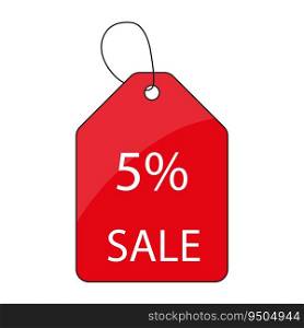 Red price tag label with 5 percent sale. Vector illustration. EPS 10. Stock image.. Red price tag label with 5 percent sale. Vector illustration. EPS 10.