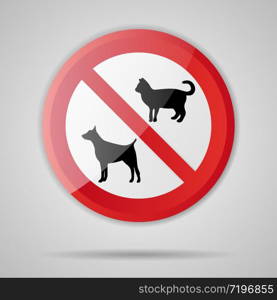 Red Prohibition realistic 3D sign, red circle warning and no entry or access with symbol, objects and shadow, simply vector graphic illustration, isolated on background