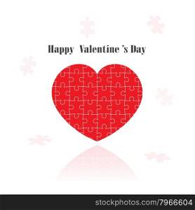 red puzzle heart shape on background ,happy valentine &rsquo;s day.vector illustration&#xA;
