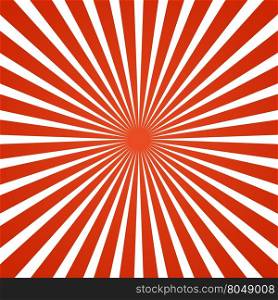 Red radial rays background. Sunburst vintage retro design. Vector illustration. Radial rays background