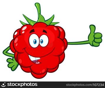 Red Raspberry Fruit Cartoon Mascot Character Giving A Thumb Up