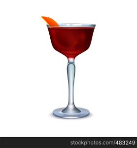 Red realistic cocktail on a white background. Red realistic cocktail