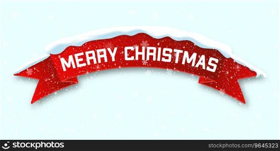 Red realistic curved ribbon merry christmas Vector Image