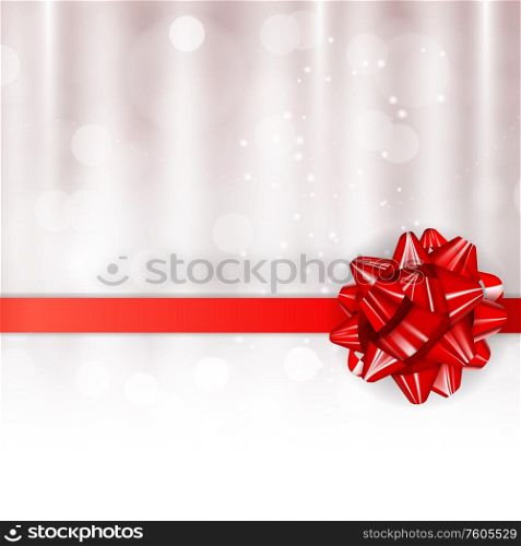 Red Realistic Glossy Ribbon Bow Background Card. Vector Illustration EPS10. Red Realistic Glossy Ribbon Bow Background Card. Vector Illustration