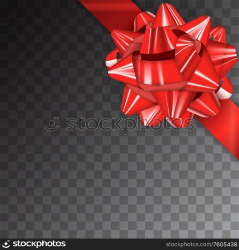 Red Realistic Glossy Ribbon Bow on Transparent Background. Vector Illustration EPS10. Red Realistic Glossy Ribbon Bow on Transparent Background. Vector Illustration