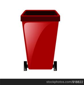 Red Recycle trash can or bin with symbol