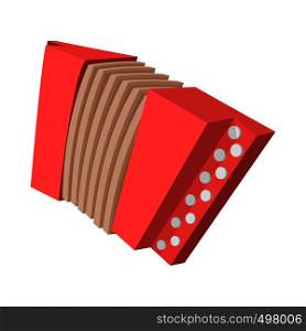 Red retro accordion cartoon icon on white background. Red retro accordion cartoon icon