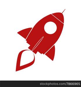 Red Retro Rocket Ship Concept. Illustration Isolated On White
