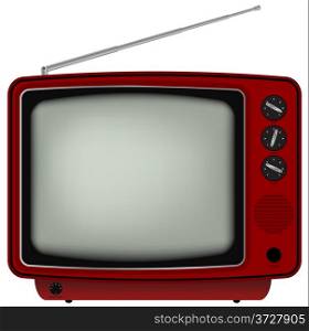 Red Retro TV - Illustration of Old Television Isolated on White Background