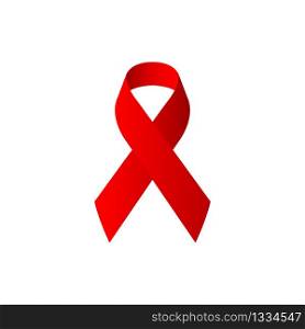 Red ribbon aids awareness isolated on white background. World aids day symbol. 1 December World aids day. Vector illustration EPS 10