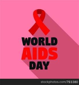 Red ribbon aids day logo set. Flat set of red ribbon aids day vector logo for web design. Red ribbon aids day logo set, flat style
