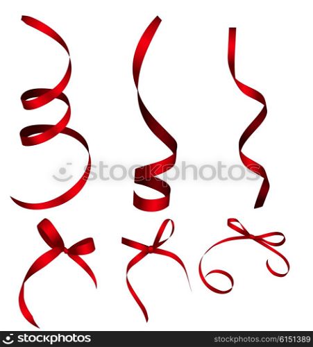 Red Ribbon and Bow Set For Your Design. Vector illustration EPS10. Red Ribbon and Bow Set For Your Design. Vector illustration