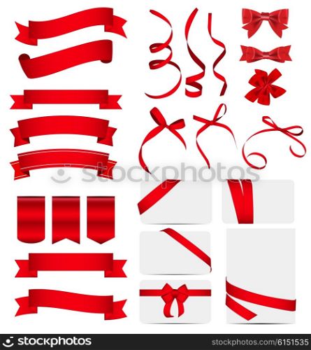 Red Ribbon and Bow Set. Vector illustration EPS10. Red Ribbon and Bow Set. Vector illustration