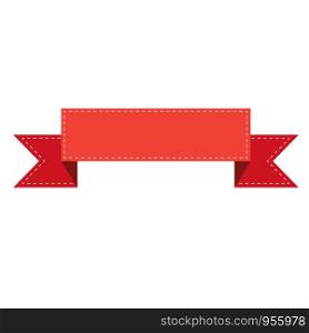 red ribbon banner sign. red ribbon banner on white background. flat style.