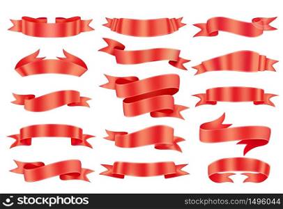 Red ribbon banners collection. Vector illustration for advertising luxury style.. Ribbon banners collection. Vector illustration for advertising luxury style.