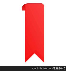 Red ribbon bookmark icon. Cartoon of red ribbon bookmark vector icon for web design isolated on white background. Red ribbon bookmark icon, cartoon style