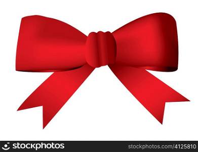 Red ribbon bow tied in a knot ideal present and gift concept