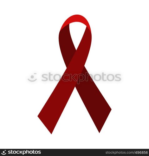 Red ribbon flat icon isolated on white background. Red ribbon flat icon