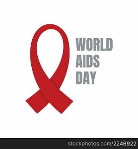Red ribbon for world AIDS day isolated on a white background.