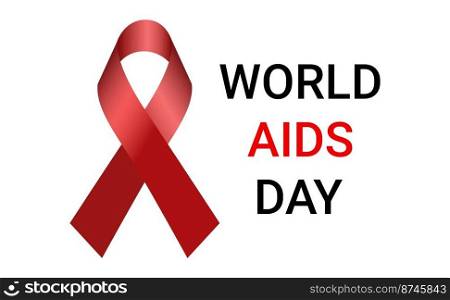 Red ribbon HIV, World AIDS day symbol, 1 December. Isolated on white background.Vector illustration