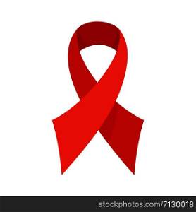 Red ribbon icon. Flat illustration of red ribbon vector icon for web design. Red ribbon icon, flat style