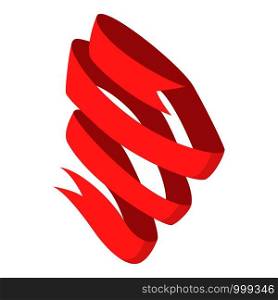 Red ribbon icon. Isometric of red ribbon vector icon for web design isolated on white background. Red ribbon icon, isometric style