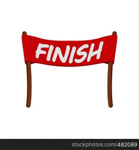 Red ribbon in finishing line cartoon icon. Racing symbol on a white background . Red ribbon in finishing line