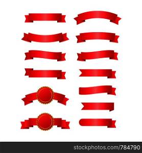 Red ribbons banners. Set of ribbons. Vector stock illustration.