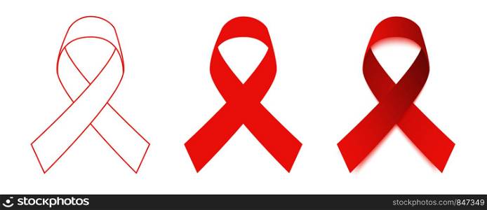 Red Ribbons set. World Aids Day. Flat design. Eps10. Red Ribbons set. World Aids Day. Flat design