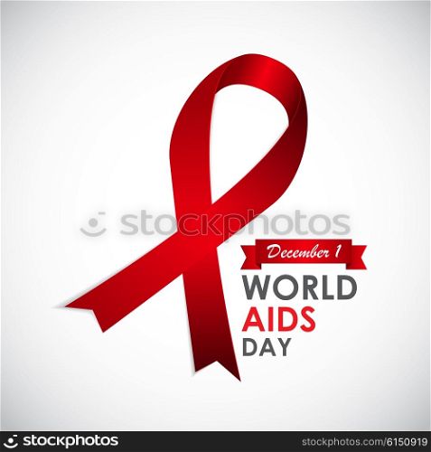 Red Ribon - Symbol of 21 December World AIDS Day Vector Illustration. Red Ribon - Symbol of 21 December World AIDS Day