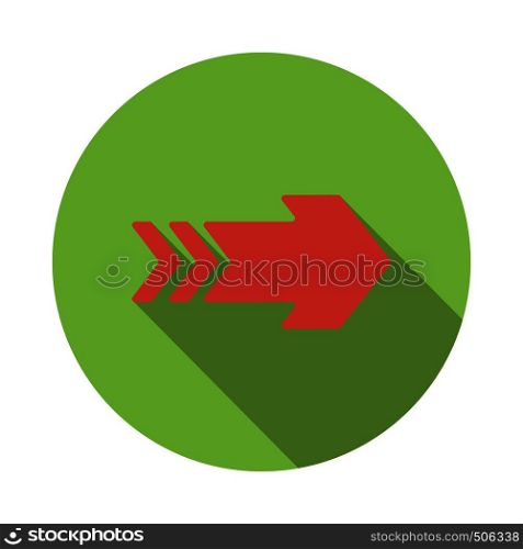 Red right arrow icon in flat style on a white background. Red right arrow icon, flat style