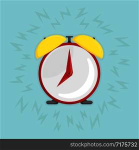 red ringing alarm clock with shadow, vector illustration. red ringing alarm clock with shadow, vector