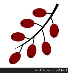 Red ripe barberries icon flat isolated on white background vector illustration. Red ripe barberries icon isolated