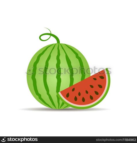 Red ripe watermelon vector icon isolated on white background. Red ripe watermelon vector icon isolated on white