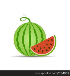 Red ripe watermelon vector icon isolated on white background. Red ripe watermelon vector icon isolated on white
