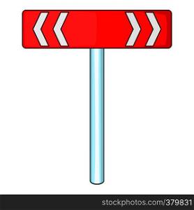 Red road sign direction pointer icon. Cartoon illustration of red road sign direction pointer vector icon for web. Red road sign direction pointer icon cartoon style