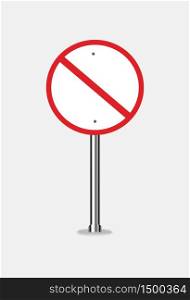 Red road sign is isolated on white background. Blank traffic label is empty. Warning or stop banner is shown for transport. Safety, shape danger, boards street guide vector icon.. Red road sign is isolated on white background. Blank traffic label is empty.