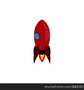 Red rocket icon in isometric 3d style isolated on white background. Space and flight symbol. Red rocket icon, isometric 3d style
