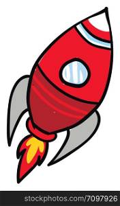 Red rocket ship, illustration, vector on white background.