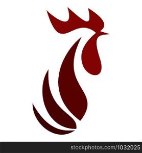 Red rooster head logo. Flat illustration of red rooster head vector logo for web design. Red rooster head logo, flat style