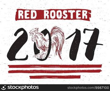 Red rooster or cock symbol of 2017 year. Hand drawn sketch vector illustration. Red rooster or cock symbol of 2017 year. Hand drawn sketch vector illustration.