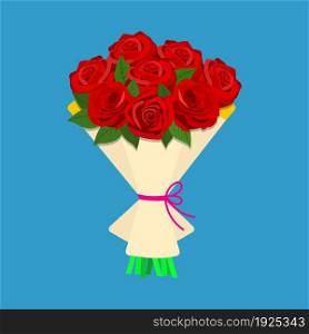 Red roses bouquet. illustration in flat style. Red roses bouquet