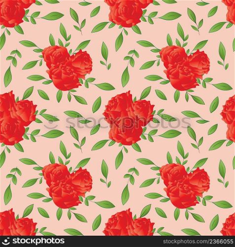 Red roses seamless pattern. Vector illustration.