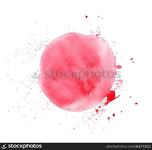 Red round watercolor vector texture isolated on a white background. Red round watercolor vector texture